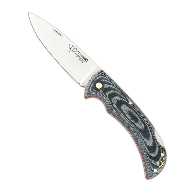 CUDEMAN - FOLDING SKINNER 9.5CM STANDARD BLADE, BLACK MICARTA HANDLE (325-M)