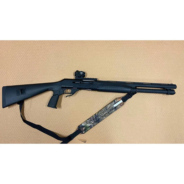 USED SULUN DUCSORAS GT 18.5" BAREL 12GA LEVER RELEASE SHOTGUN WITH RITON RED DOT AND CAMO SLING