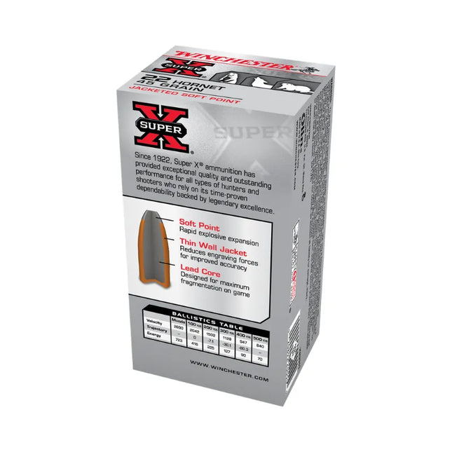 WINCHESTER 22 HORNET SUPER X 45GR SP - 50PK